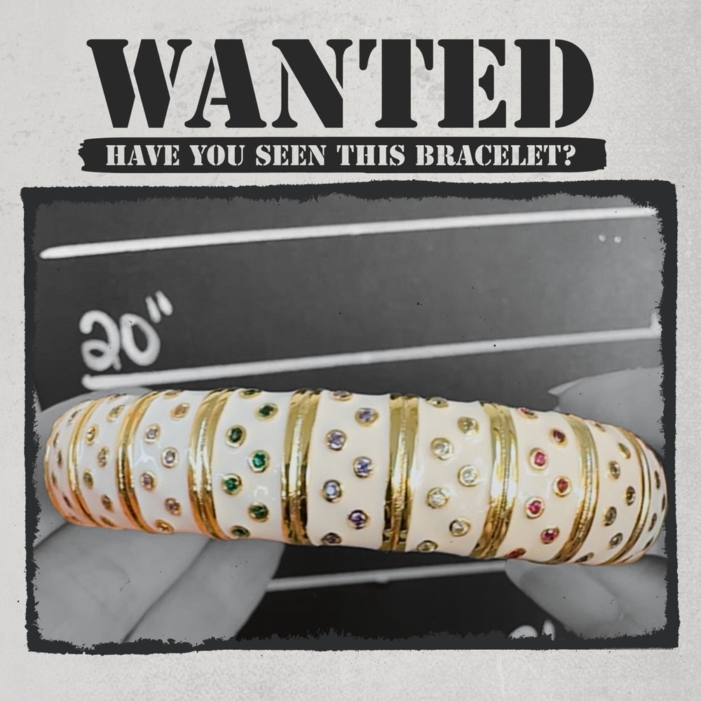 ISO Gold and Ivory Bangle with Multicolored Stones
